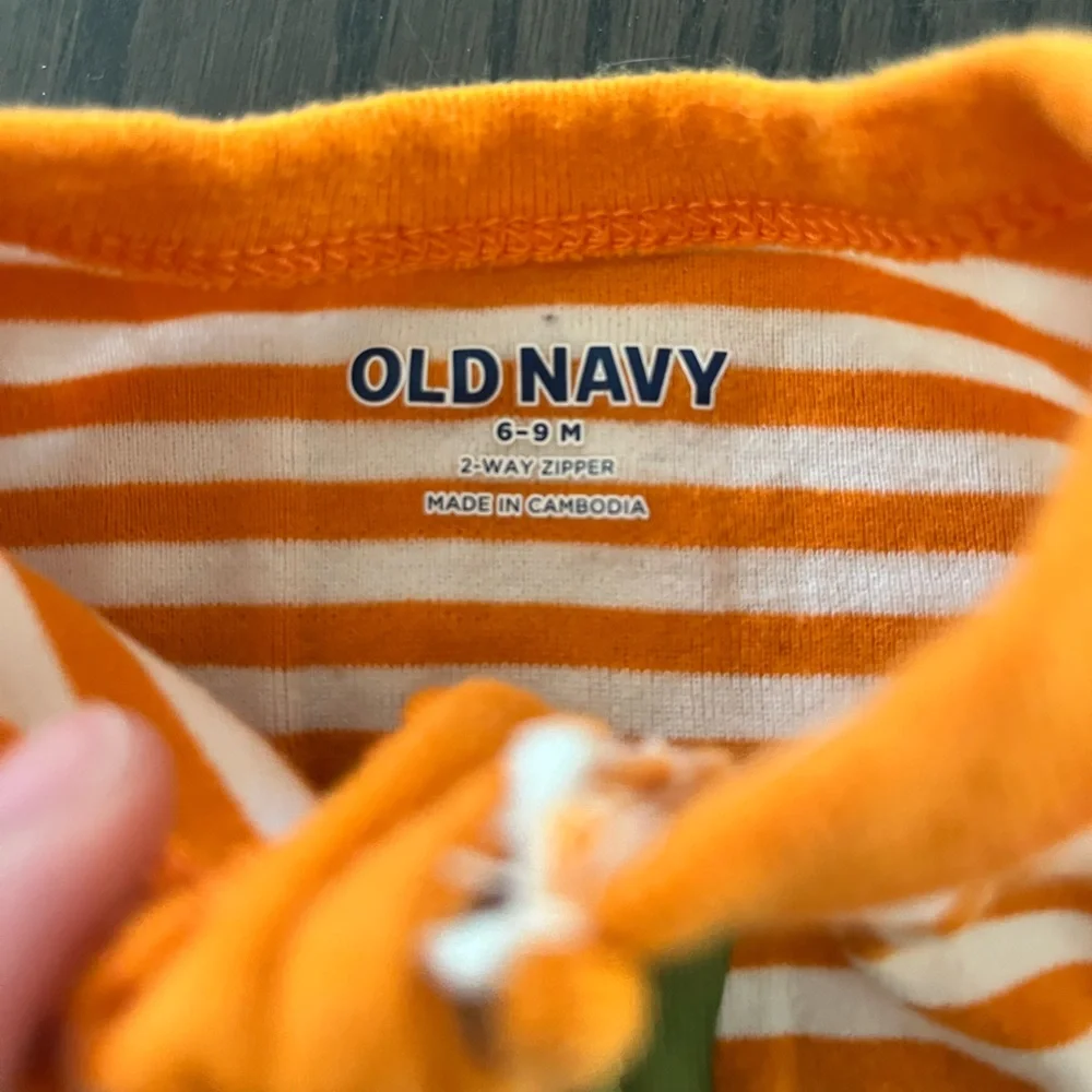 Old Navy Orange Striped Pumpkin Kids One Piece - Picture 3 of 4